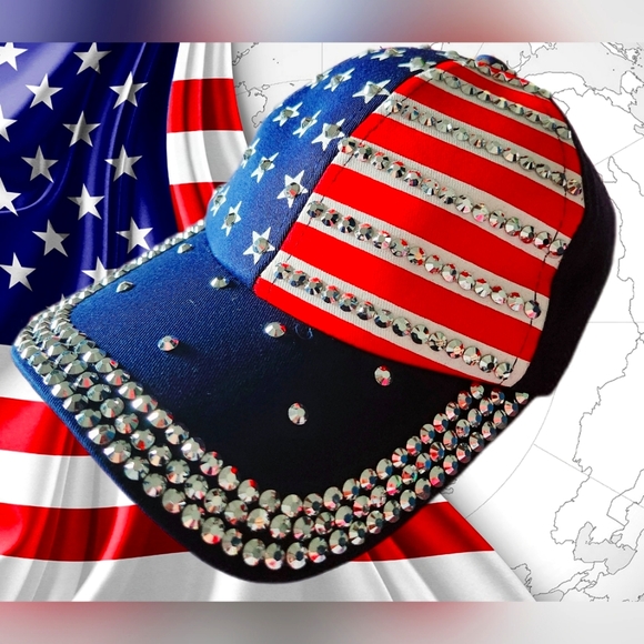 USA Rhinestone Baseball Cap - Picture 12 of 14